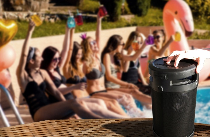 GŁOŚNIK BLUETOOTH PRZENOŚNY MANTA XBASS 360 100W TWS USB MP3 WODOODPRONY