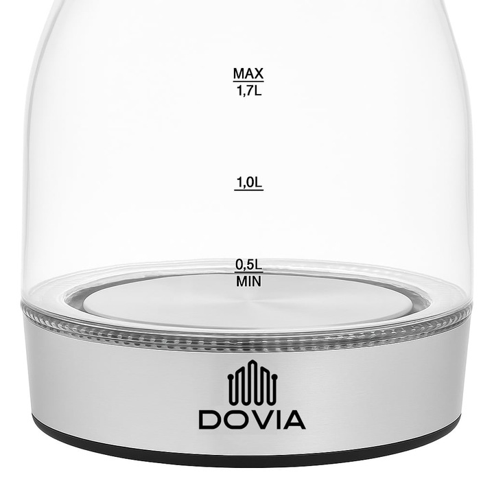Czajnik Elektryczny Bezprzewodowy Szklany 1.7 L Cichy LED Mocny 2200W Dovia