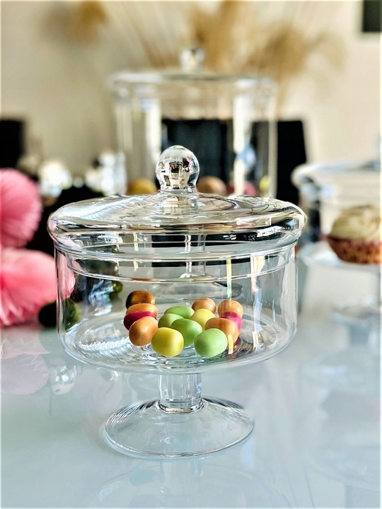 Bomboniera szklana pojemnik bombonierka h21 d21