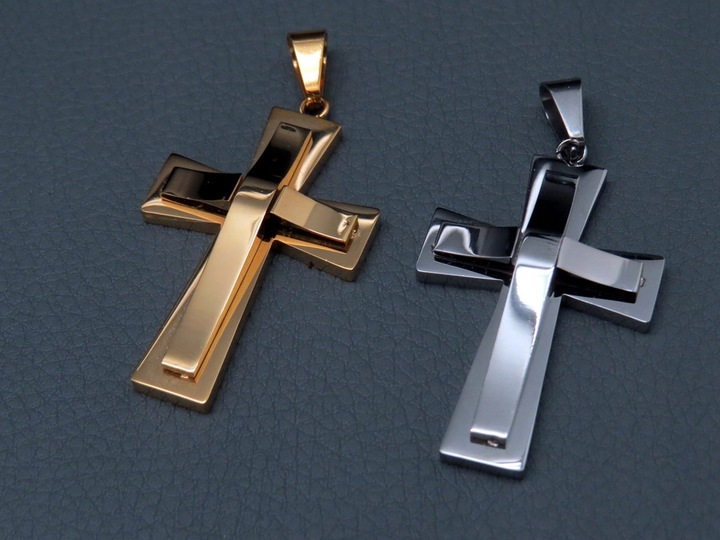 ZŁOTY SREBRNY KRZYŻ KRZYŻYK NA ŁAŃCUSZEK STAL 316L