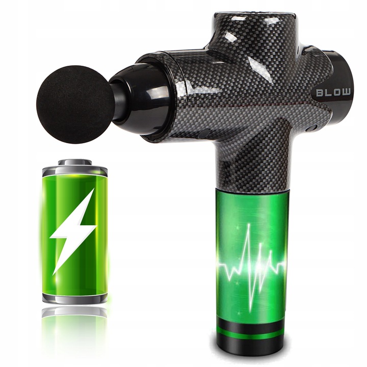 PISTOLET DO MASAŻU PLECÓW CIAŁA MASAŻER MASSAGE GUN 200W ZESTAW 10 KOŃCÓWEK