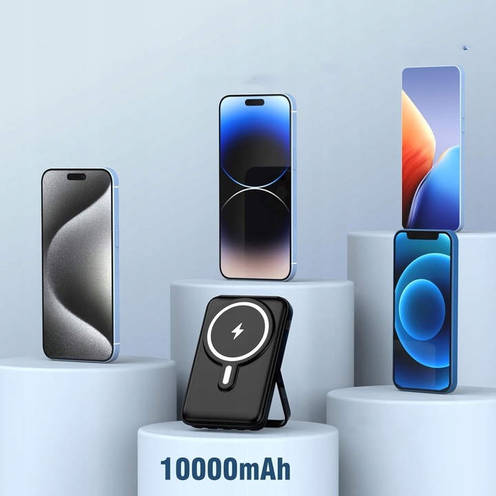 SZYBKI BEZPRZEWODOWY POWER BANK z MagSafe INDUKCYJNY PODSTAWKA 10000mAh