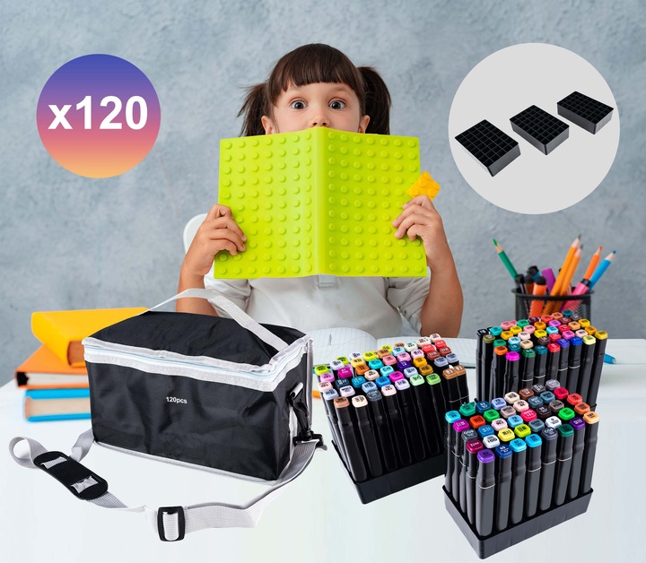 MARKERY ALKOHOLOWE FLAMASTRY MAZAKI PISAKI DWUSTRONNE Torba PREMIUM SET