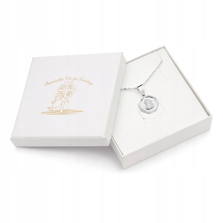 ŁAŃCUSZEK SREBRNY SINGAPUR 925 MEDALIK D356 CHRZEST 45CM