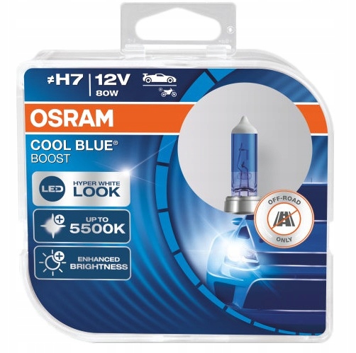 H7 OSRAM ZARÓWKI 5500K COOL BLUE HYPER BOOST LEED LOOK