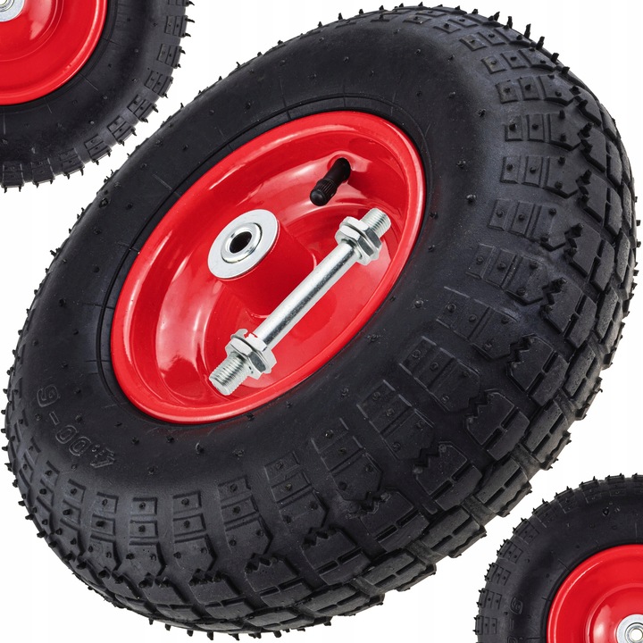 KOŁO KÓŁKO DO TACZKI WÓZKA Z OŚKĄ OSIĄ 400-6 WZMOCNIONE 4-PŁÓCIENNE DĘTKA