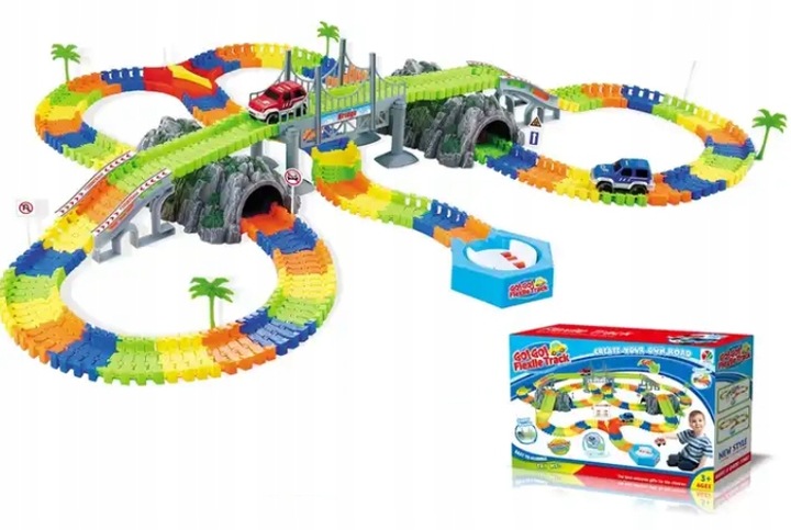 TOR SAMOCHODOWY MAGIC TRACK 5 metrów + 2 AUTKA MOST TUNELE DRZEWA WIADUKT