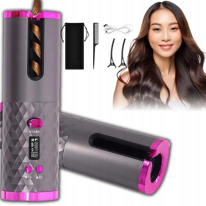 AUTOMATYCZNA LOKÓWKA DO WŁOSÓW Z POWŁOKĄ CERAMICZNĄ LCD