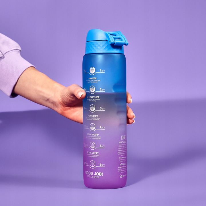 Butelka Bidon na wodę z miarką motywującą do picia wody BPAfree ION8 1 l