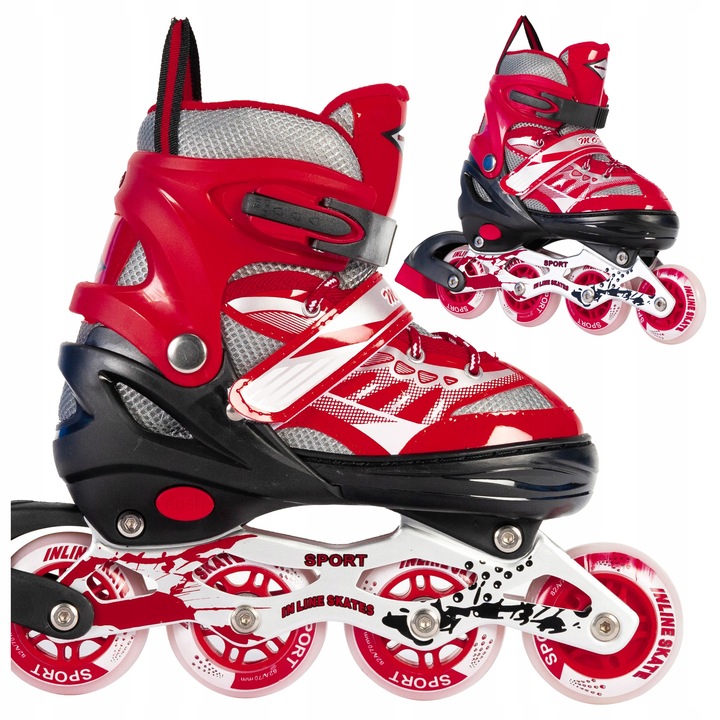 ROLKI REGULOWANE DLA DZIECI CHŁOPCA 38-41 CZARNO CZERWONE DZIECIĘCE