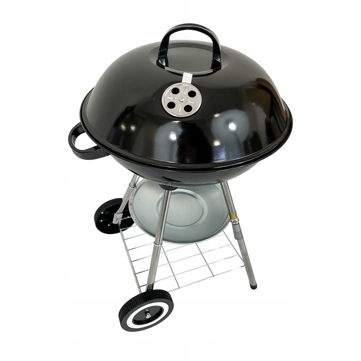 GRILL OGRODOWY WĘGLOWY OKRĄGŁY PRZENOŚNY POKRYWA RUSZT + 4 x MATA BBQ