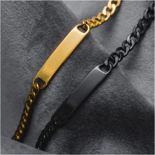 Bransoletki dla par z grawerem pancerka ze stali