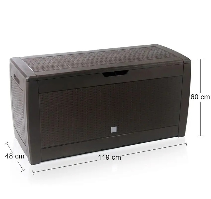 SKRZYNIA OGRODOWA SCHOWEK NA TARAS BALKON POJEMNIK 310L BRĄZ PRODUKT POLSKA