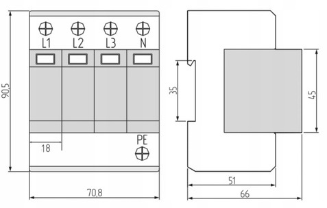 OGRANICZNIK OCHRONNIK PRZEPIĘĆ 3-FAZ B+C T1 T2 4P 6kA AC