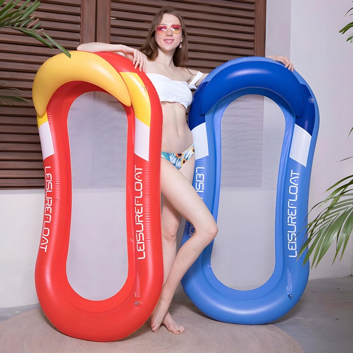 MATERAC do pływania dmuchany z siatką HAMAK LEŻAK WODNY na basen plażę wode