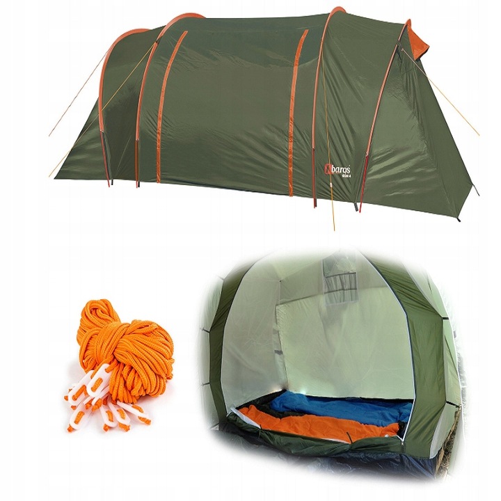 DUŻY NAMIOT 4 OSOBOWY TURYSTYCZNY KEMPINGOWY 2 SYPIALNIE RODZINNY