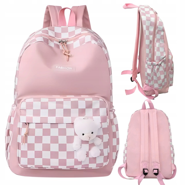 PLECAK SZKOLNY TORNISTER MŁODZIEŻOWY POJEMNY DUŻY RÓŻ DO SZKOŁY KL. 1-3