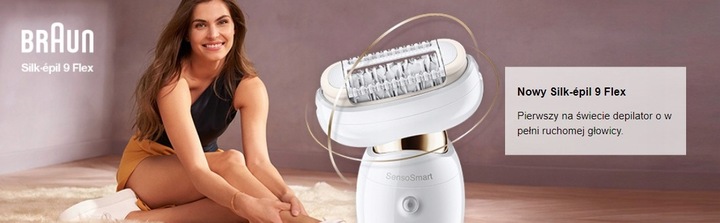 DEPILATOR BRAUN SILK-epil 9 FLEX RUCHOMA GŁOWICA 3D + 3 NASADKI + ETUI
