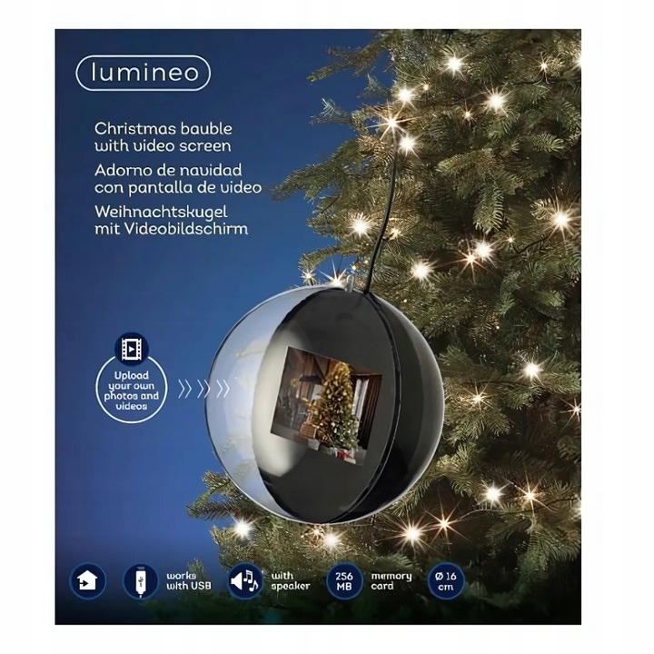 Bombka choinkowa LED Wyświetlająca TWOJE Zdjęcia FILM 15cm LEDowa