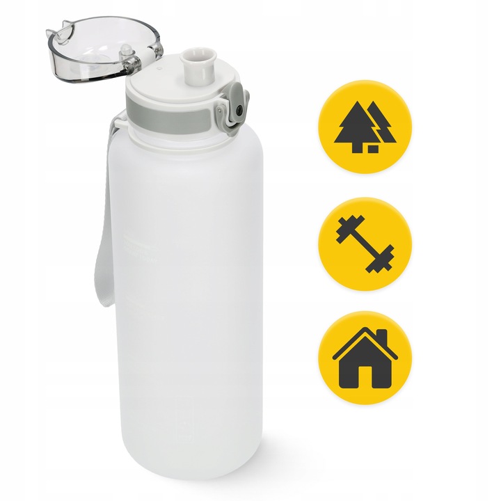 BUTELKA NA WODĘ BIDON SPORTOWY MOTYWACYJNY Z MIARKĄ USTNIKIEM TRITAN 1L