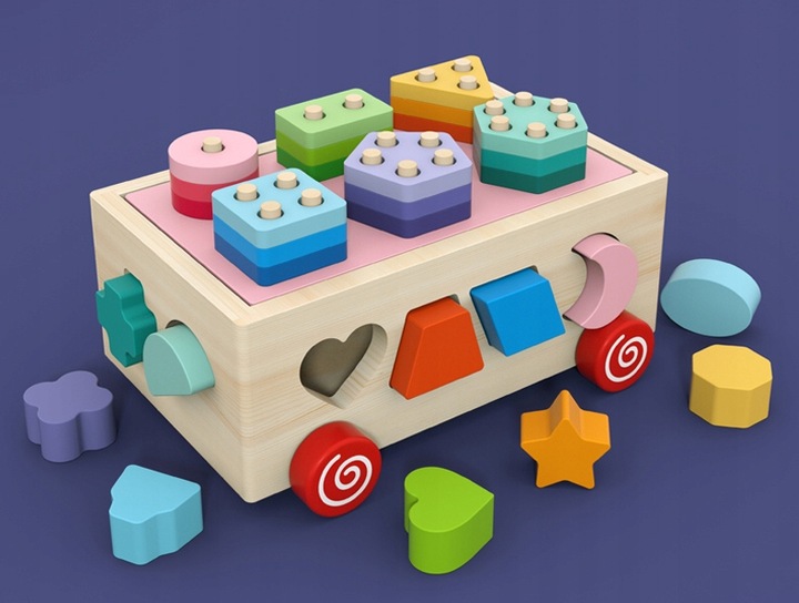 Drewniana kostka EDUKACYJNA SORTER KLOCKI 924