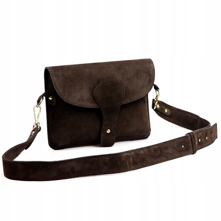 Torebka skórzana zamszowa INSTAGRAMKA XL HIT LUKA ciemny brąz