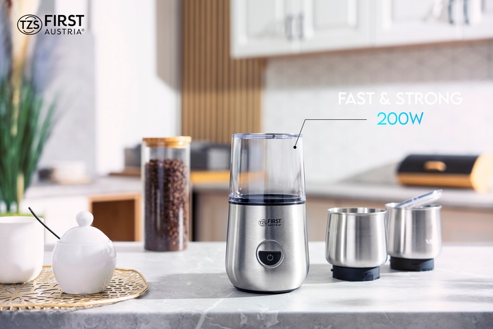 Młynek do kawy i spieniacz do mleka First Austria