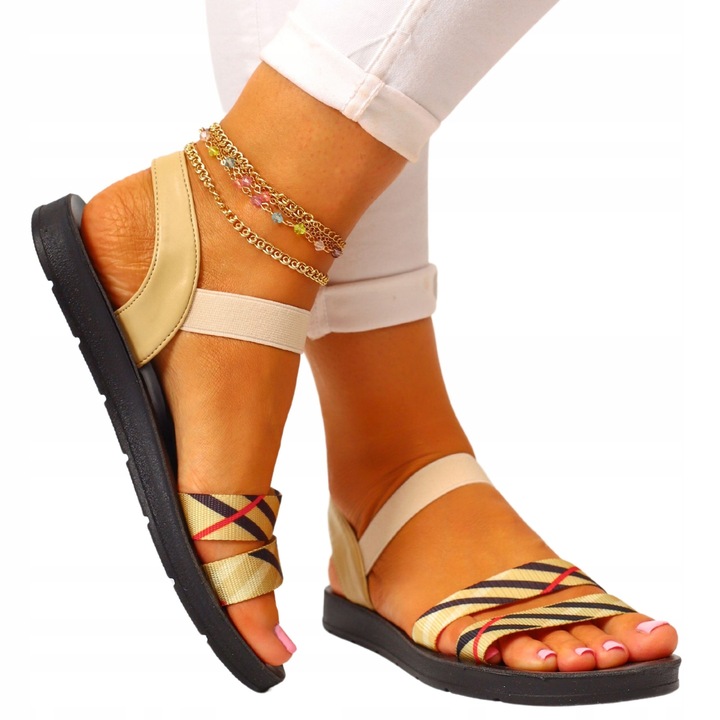 SANDAŁY DAMSKIE SPORTOWE BEŻOWE WYGODNE NA LATO