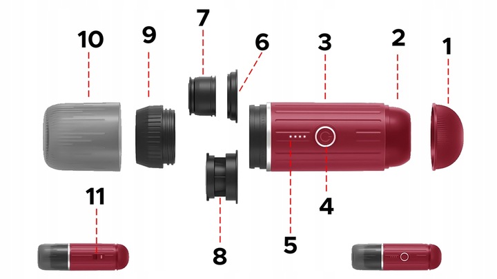 PRZENOŚNY MINI EKSPRES DO KAWY MIELONEJ KAPSUŁKI PODGRZEWA WODĘ 19 BAR 100W