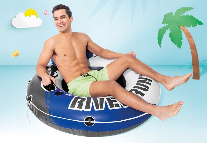 SUPER RELAX DUŻE MOCNE KOŁO Z SIATKĄ DO PŁYWANIA RIVER RUN 135c INTEX 58825