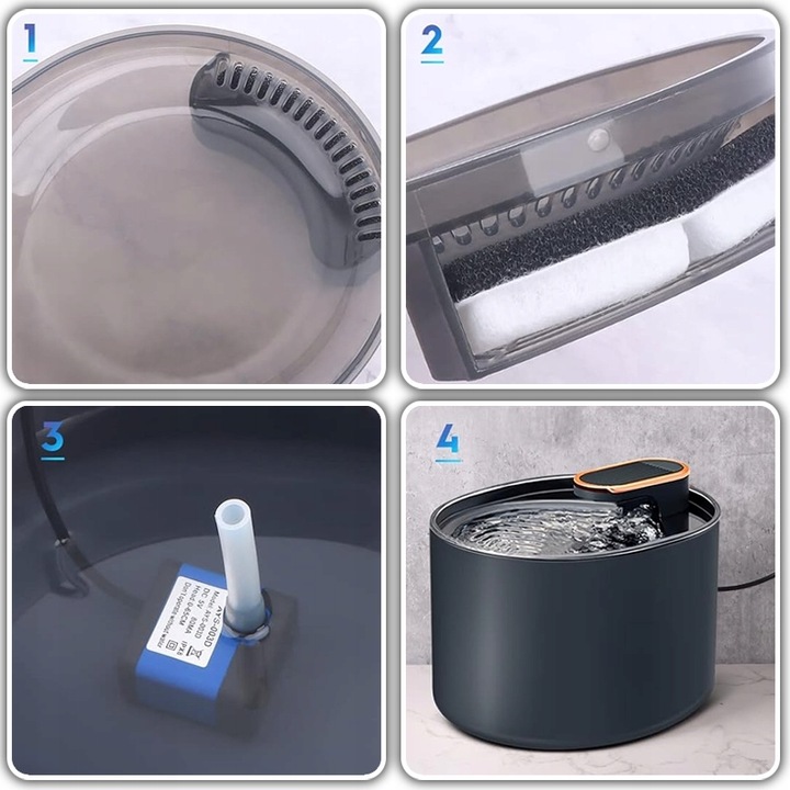 Poidełko Automatyczne Fontanna Wodna dla Kota Psa Filtr Czyszczący CICHA