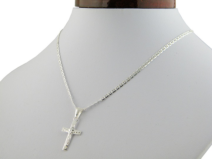 ŁAŃCUSZEK Z KRZYŻYKIEM KRZYŻ SREBRNY 925 DŁUGOŚĆ 55cm SPLOT GUCCI PUDEŁKO