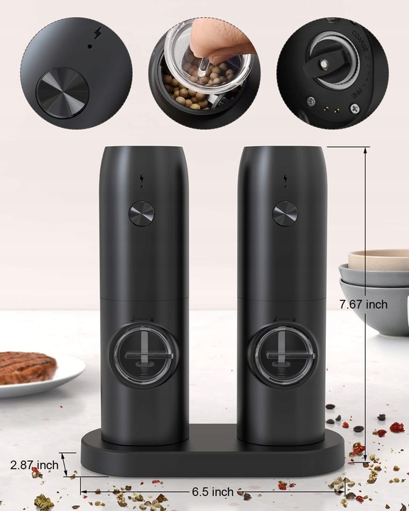 ELEKTRYCZNY MŁYNEK DO SOLI I PIEPRZU | 2w1 ZESTAW
