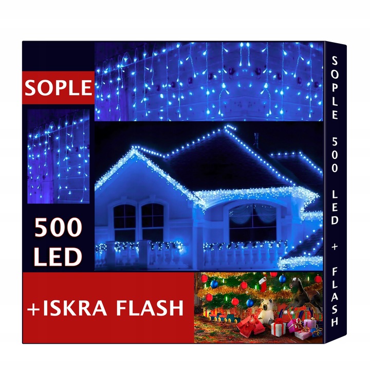 SOPLE 500 LED LAMPKI ZEWNĘTRZNE IP44 STAŁE + FLASH NIEBIESKI