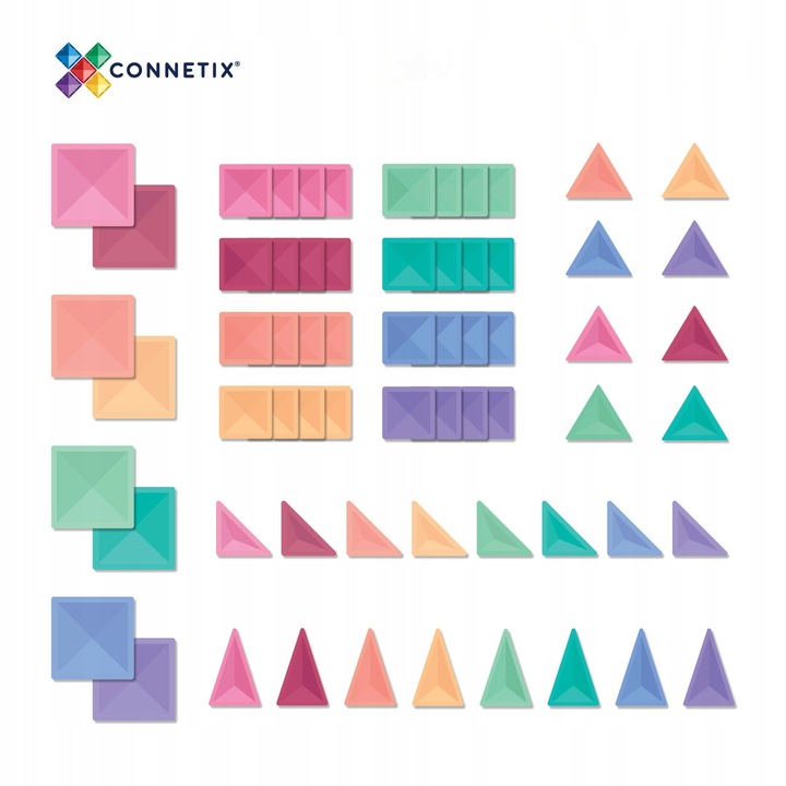 klocki magnetyczne Pastel Starter Pack 64 el. Connetix zestaw startowy