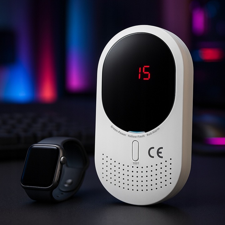 Czujnik Czadu Gazu Ziemnego Detektor Tlenku Węgla CERTYFIKOWANY 85dB LCD