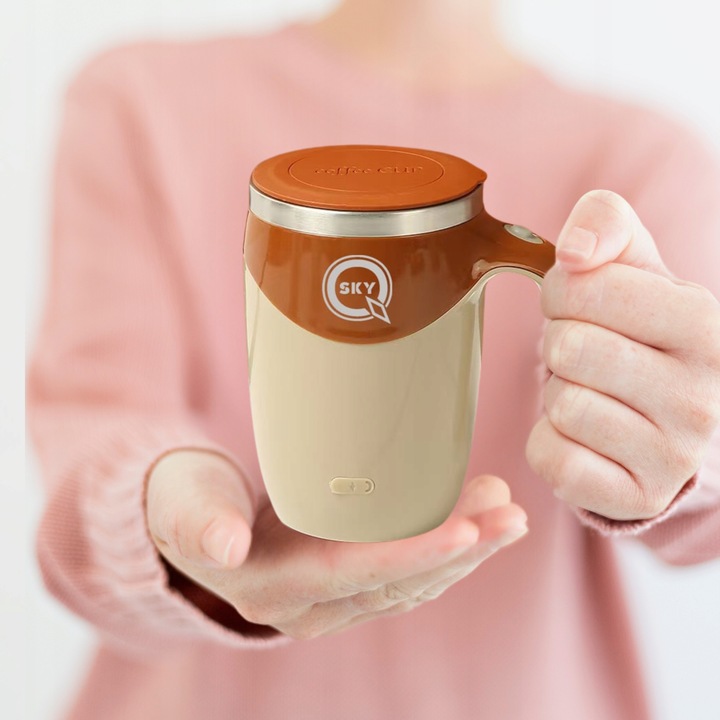 AUTOMATYCZNY KUBEK TERMICZNY 380 ML MAGNETYCZNE MIESZADŁO USB DLA KAWOSZY