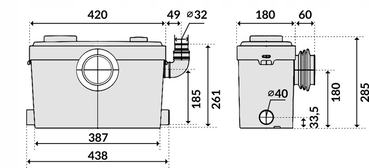ROZDRABNIACZ POMPA ŁAZIENKOWA DO WC MŁYNEK PRZEPOMPOWNIA ŚCIEKÓW IBO SANIBO