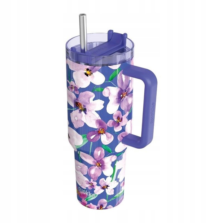 KUBEK TERMICZNY ZE SŁOMKĄ I UCHWYTEM NA KAWĘ, na Herbatę, BPA Free, Termos