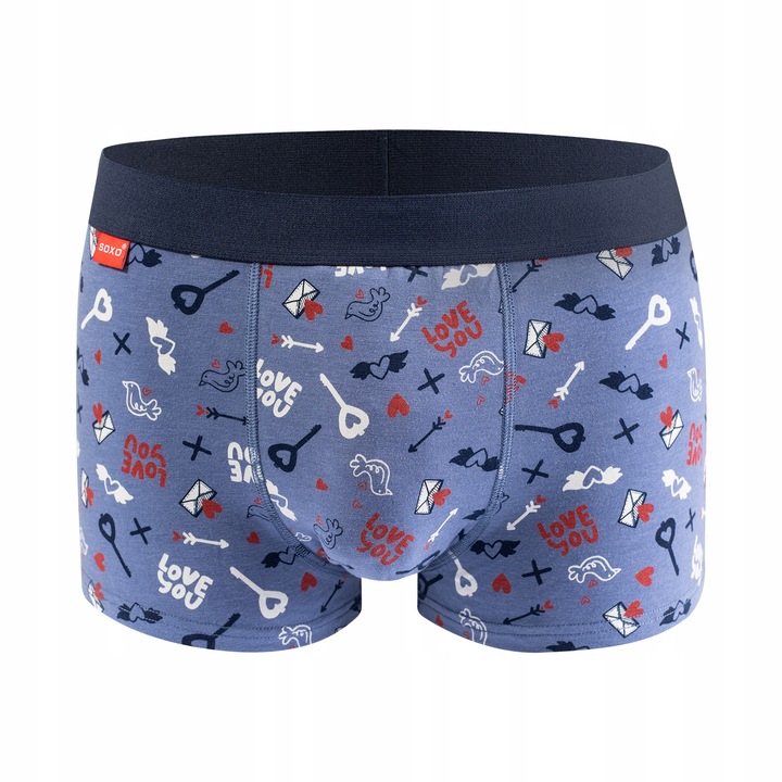 Kolorowe bokserki męskie SERCA SOXO prezent dla chłopaka na WALENTYNKI r. L
