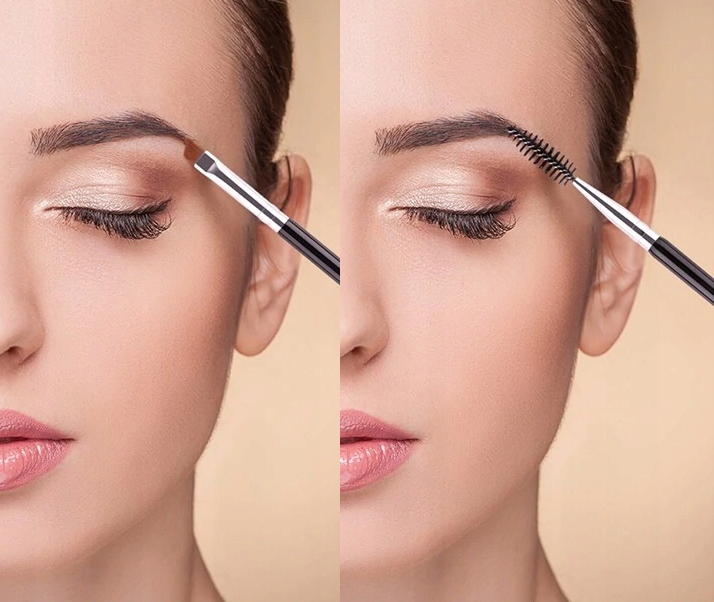 Pędzelek Skośny Do Brwi + Szczoteczka Do Rzęs