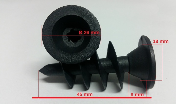 KOŁKI WKRĘTY STYROPIANU FOLII FUNDAMENTOWEJ + BIT TORX 100 sztuk 50mm