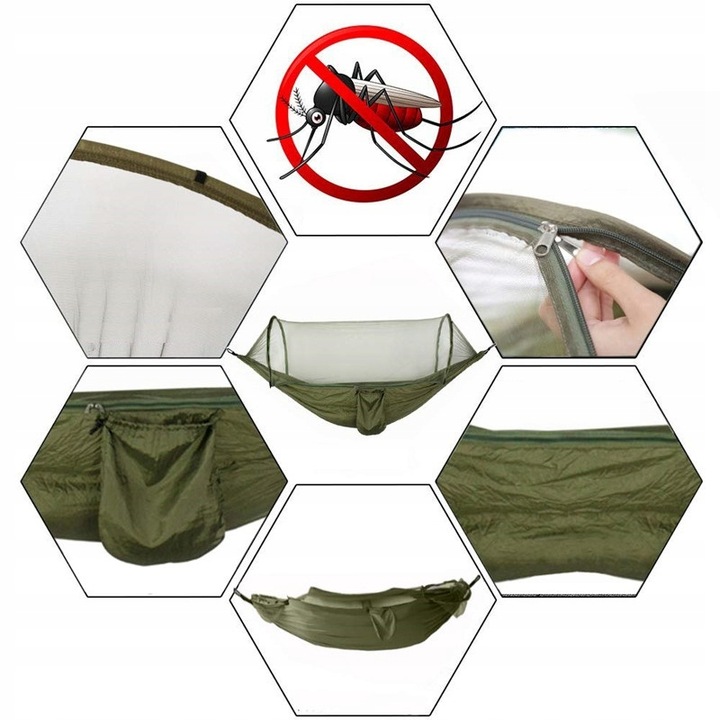 Hamak dwuosobowy HAMAK Z MOSKITIERĄ BIWAK (H016)