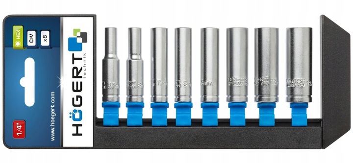 HOGERT HT1A886 ZESTAW NASADEK DŁUGICH 1/4'' NASADKI DŁUGIE 8szt. 5.5mm-13mm