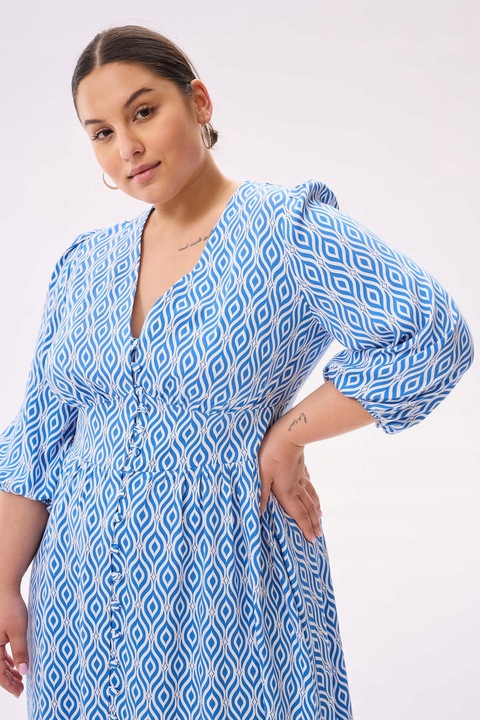 Blue shadow urocza sukienka TINA 42 niebieski wzór boho wiskoza