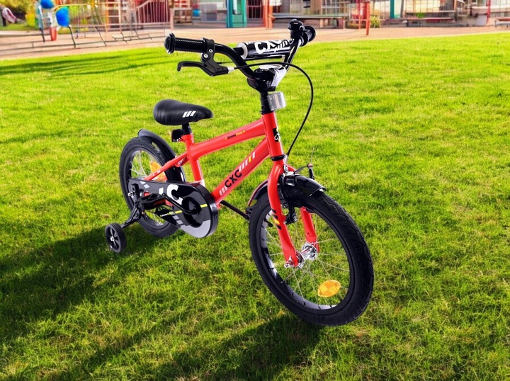 ROWER DZIECIĘCY CZERWONY LEKKA RAMA BOCZNE KÓŁKA ODBLASKI ROWEREK 16 CALI