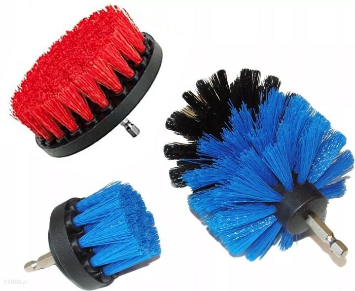 ZESTAW 3 X SZCZOTKA DO FELG NYLONOWA NA WIERTARKĘ