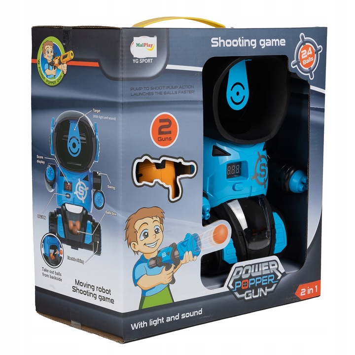 ROBOT GRA STRZELANIE DO CELU PISTOLET LICZNIK LCD TARCZA DO STRZELANIA