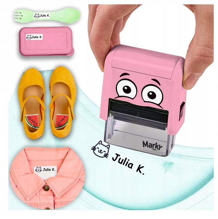 PIECZĄTKA COLOP IMIENNA do znakowania UBRAŃ ODZIEŻY dla DZIECI z IMIENIEM