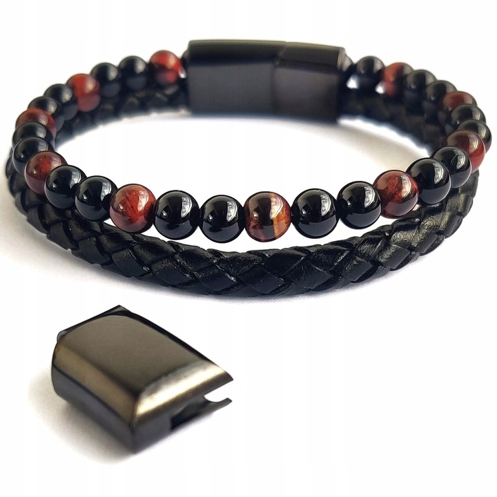 Bransoletka męska skórzana REGULOWANA Z TYGRYSIM OKIEM PREZENT Versatile